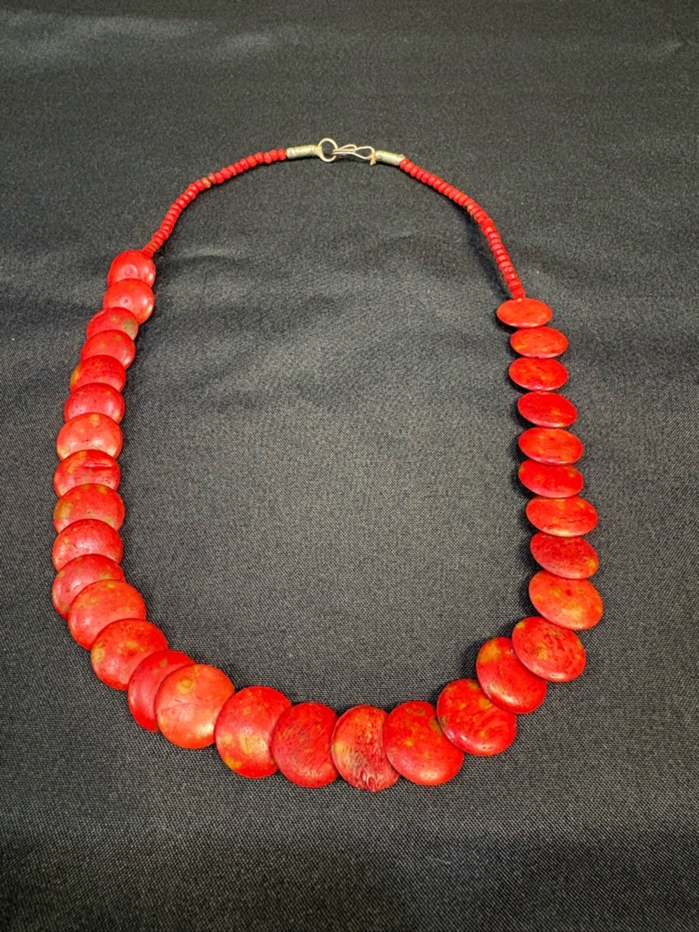 Handmade Red Disc Bead Necklace